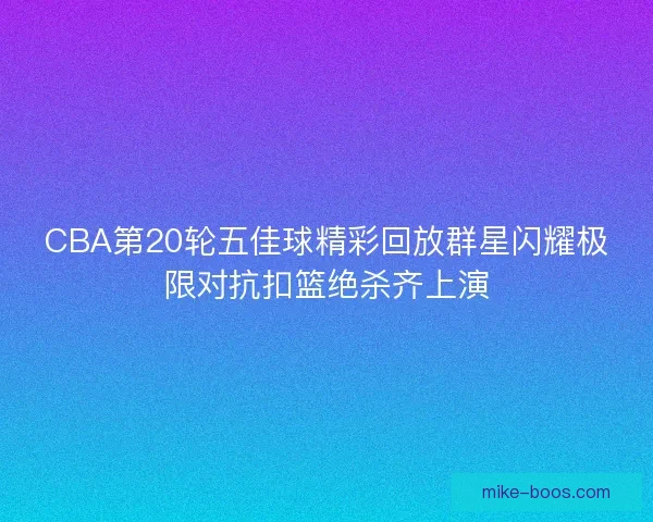 CBA第20轮五佳球精彩回放群星闪耀极限对抗扣篮绝杀齐上演