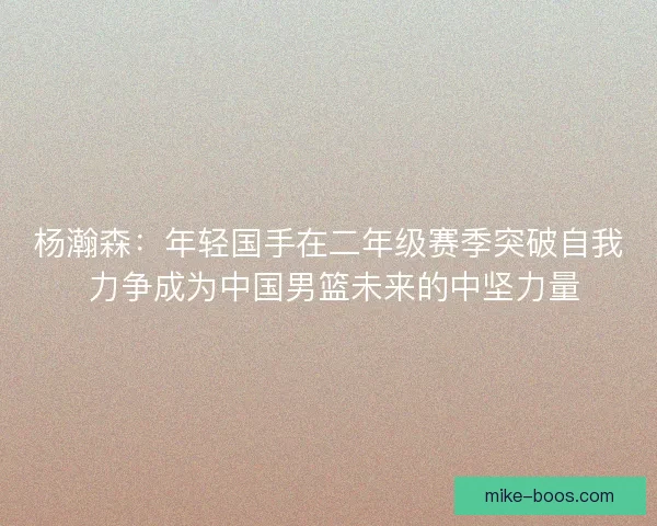 杨瀚森：年轻国手在二年级赛季突破自我 力争成为中国男篮未来的中坚力量